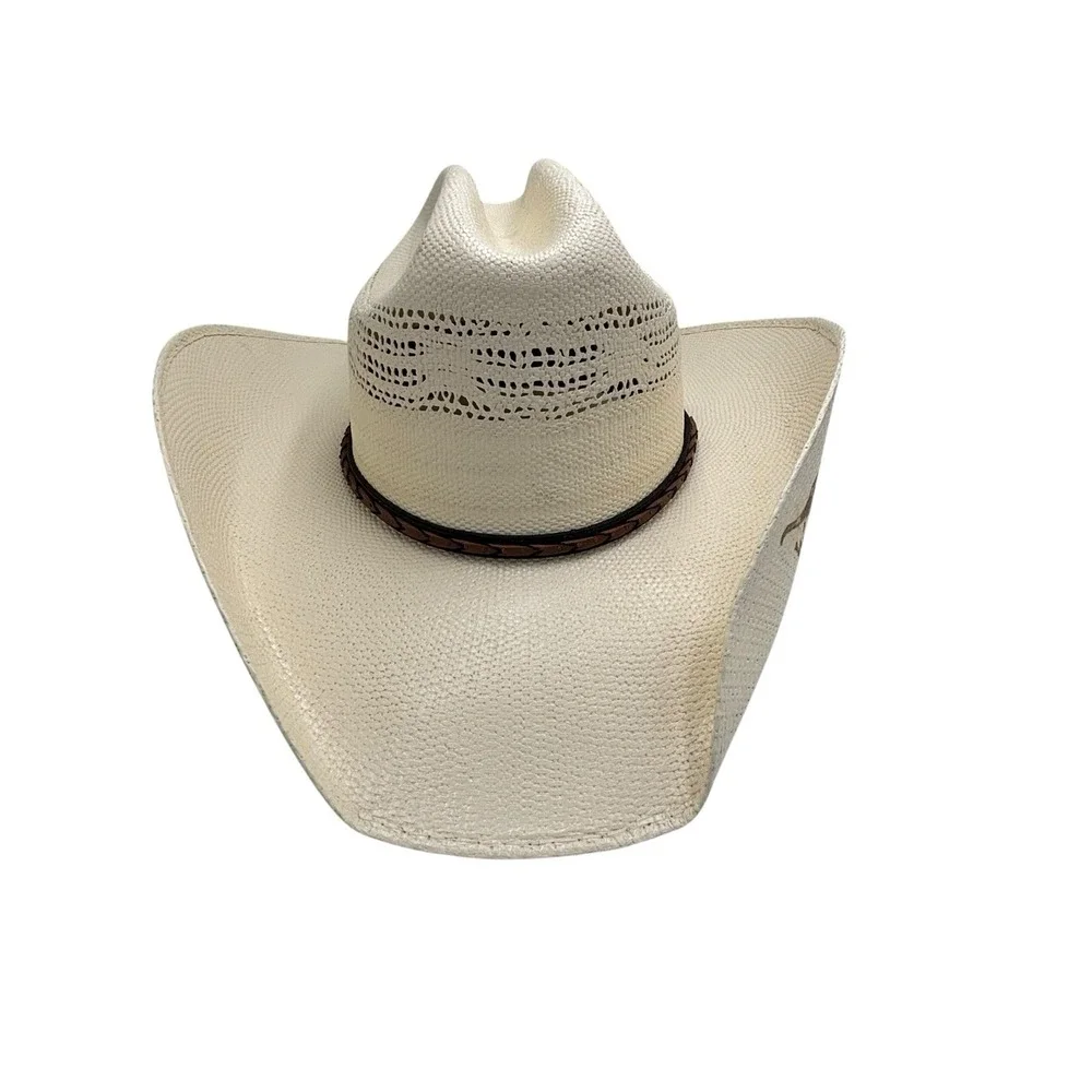 Wild Bill Hats Western Cowboy Hat Rodeo Branded Sz‎ 7 1/8 Mexico 57 White Cream